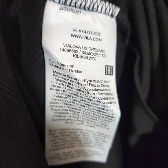 NWT Vila jersey mini dress with column sleeve in black Size EU 42 US 10 - Picture 9 of 10
